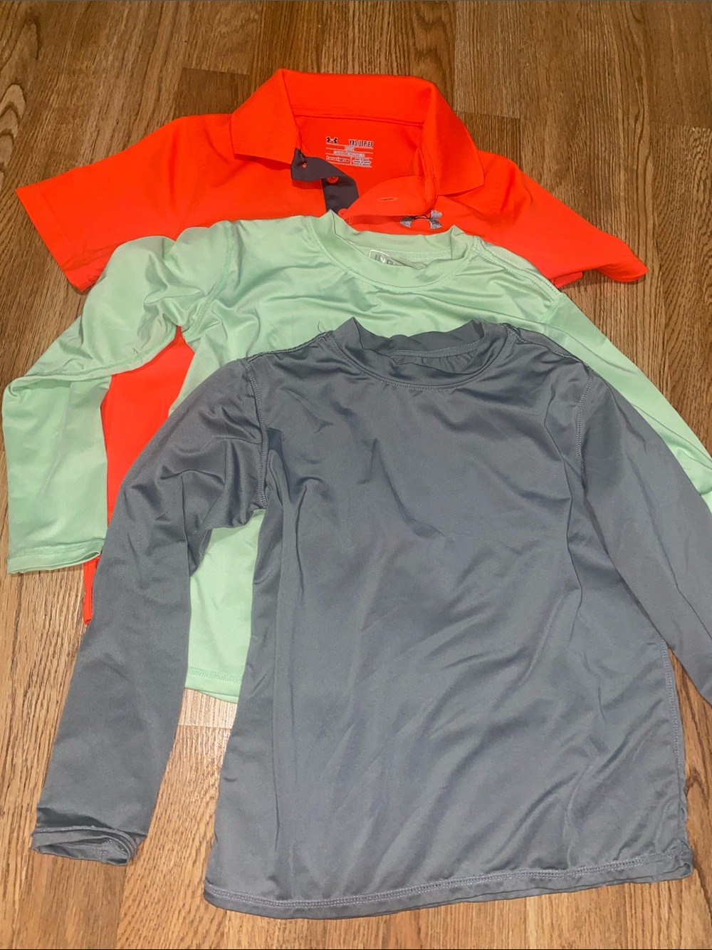 Set 3 Ingear Kids Performance Polos in Neon Orange, Mint & Gray